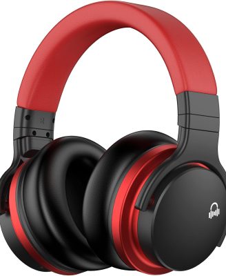 MOVSSOU E7 Active Noise Cancelling Headphones Bluetooth Headphones Wireless Headphones Over Ear with Microphone Deep Bass, Comfortable Protein Earpads, 30 Hours Playtime for Travel/Work, Black